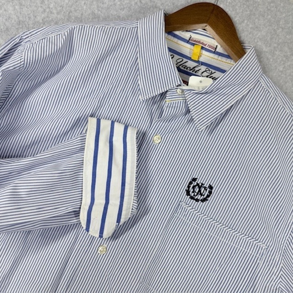 Nautica Jeans Co Button Down Mens XL Blue White Yacht Club Excellent Striped